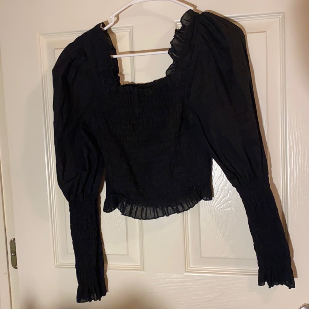 Black Puff Sleeve Dress Top